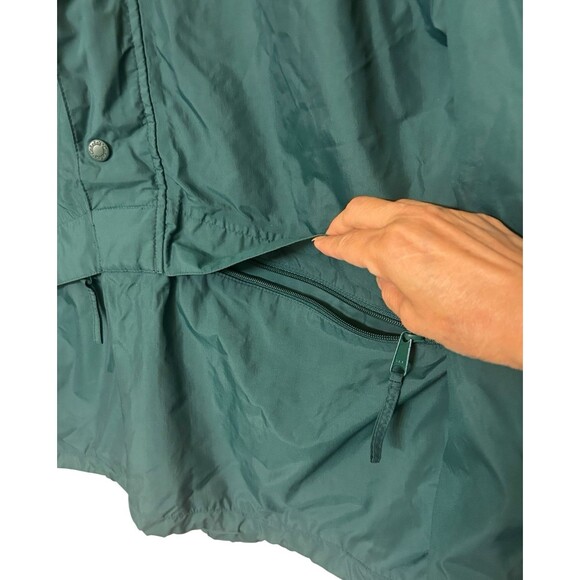Cabela’s Outdoor Gear Mens M Green 1/4 Zip Snap Button Nylon Hooded Jacket - Picture 6 of 9